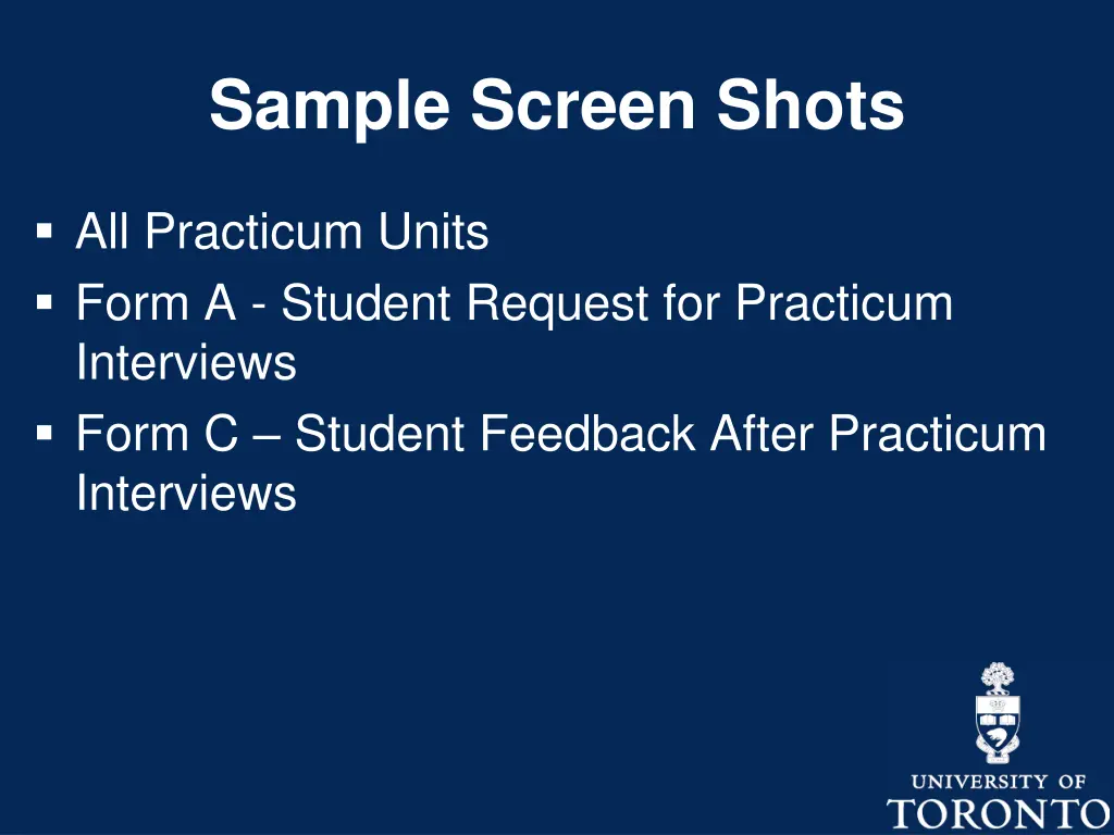 sample screen shots
