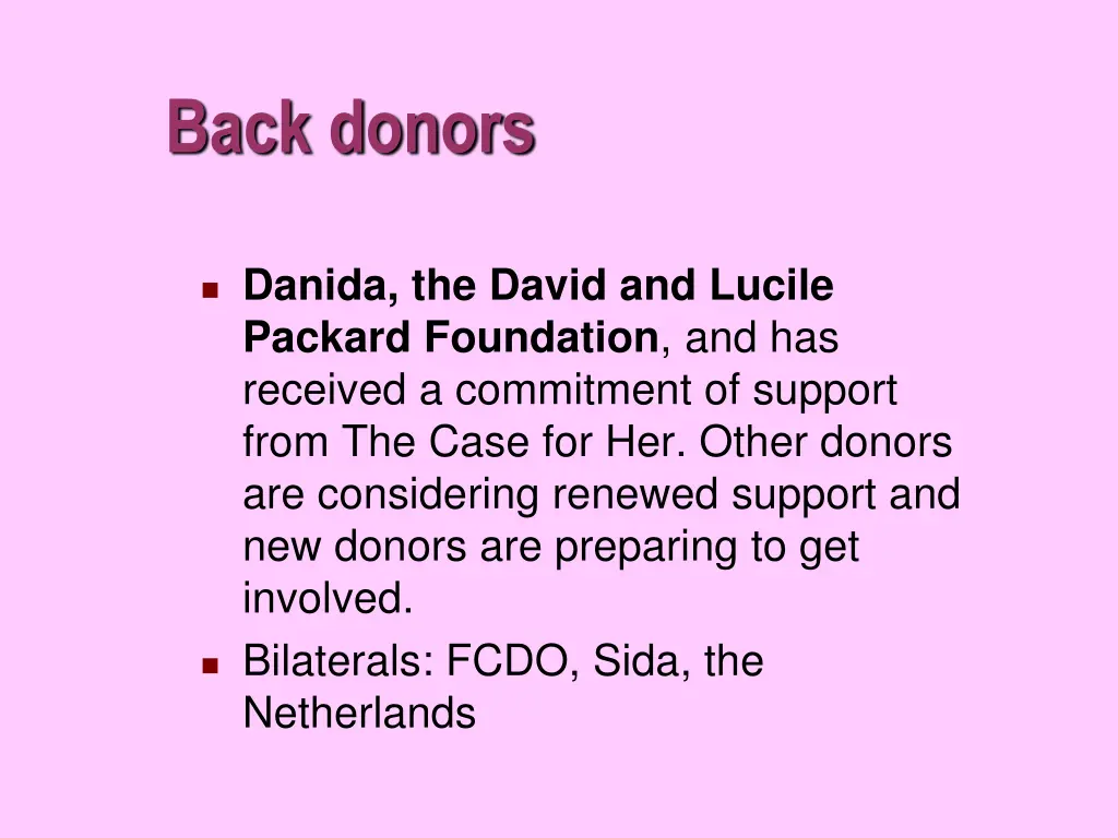 back donors