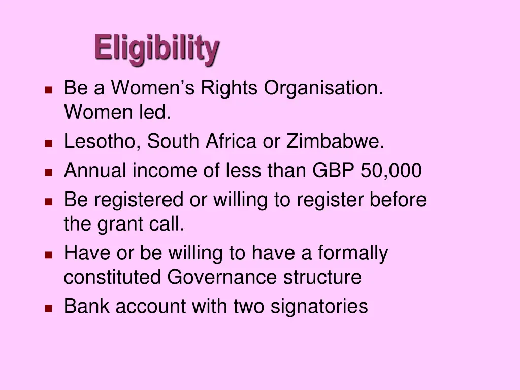 eligibility