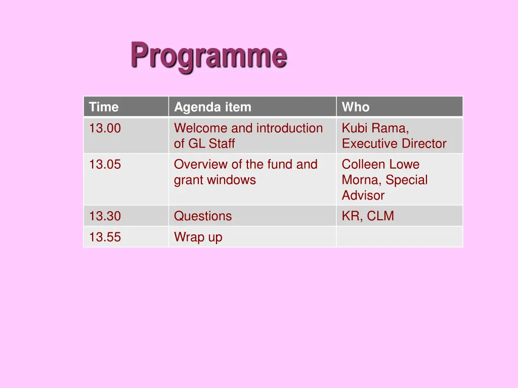 programme