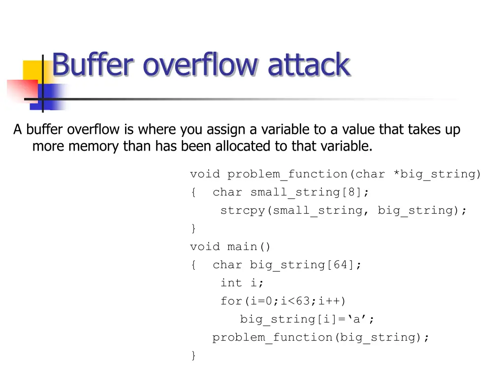buffer overflow attack