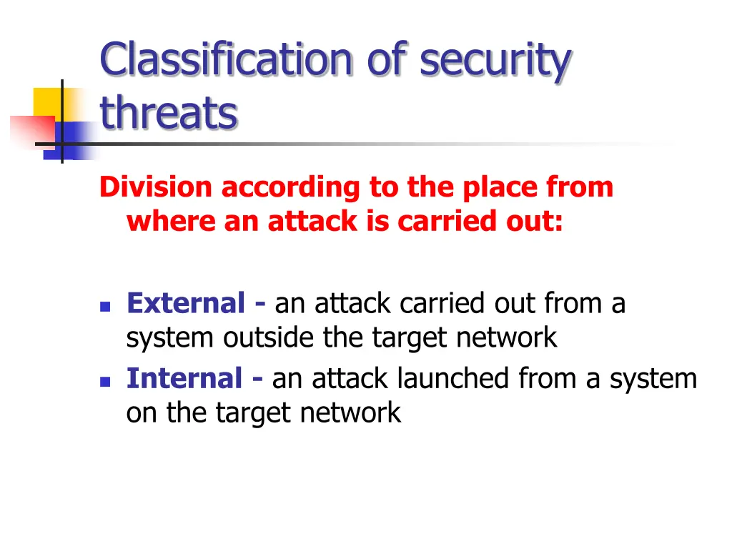 classification of security threats