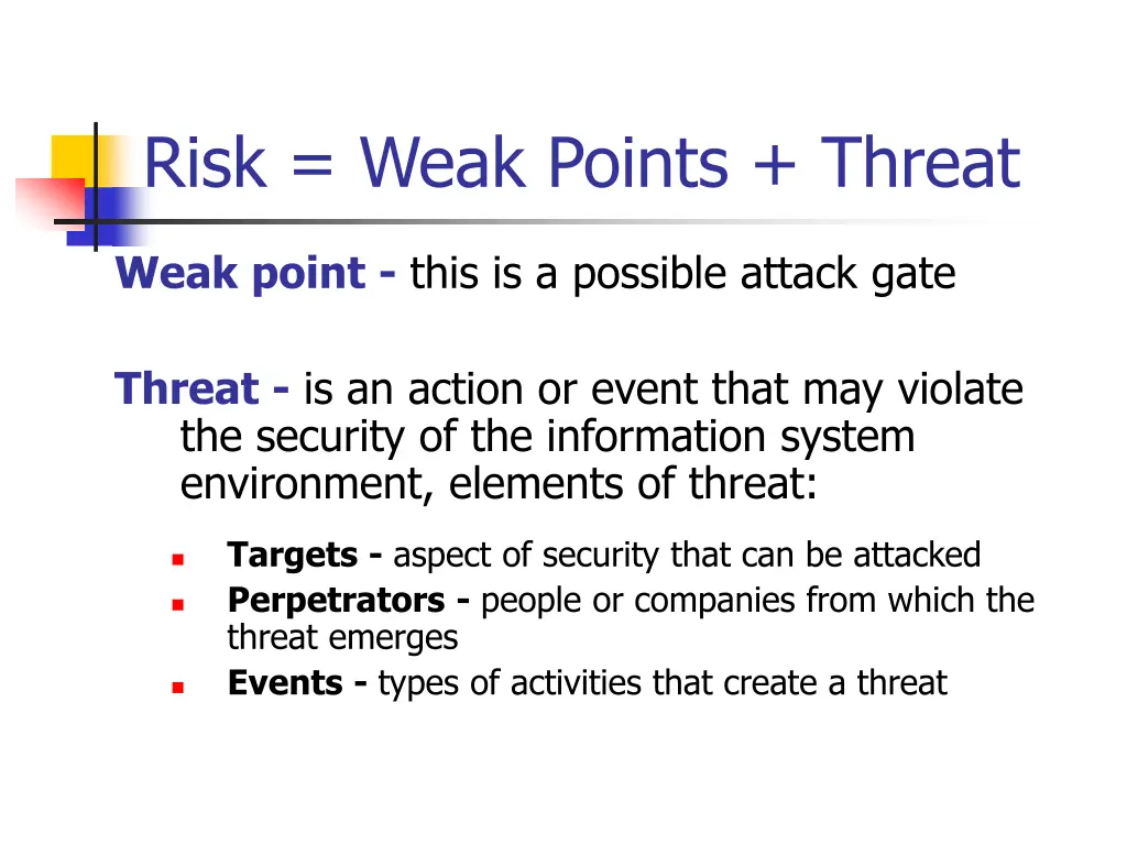 risk weak points threat