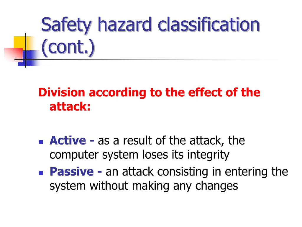 safety hazard classification cont 1