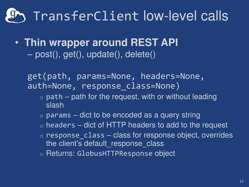 transferclient low level calls
