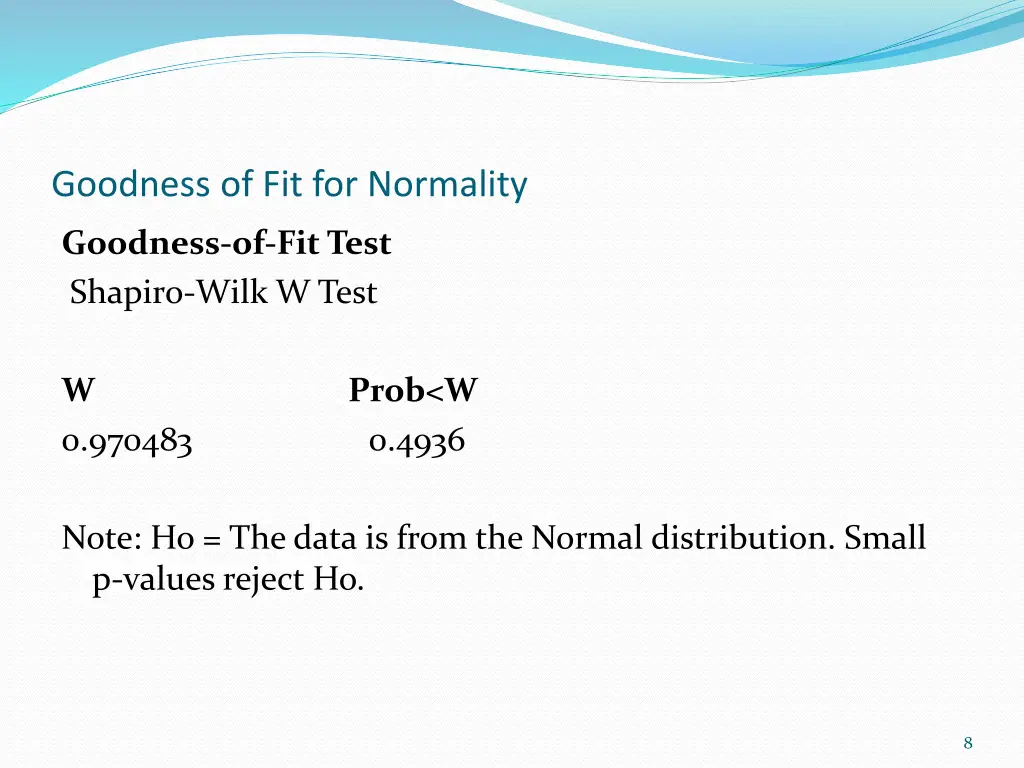 goodness of fit for normality