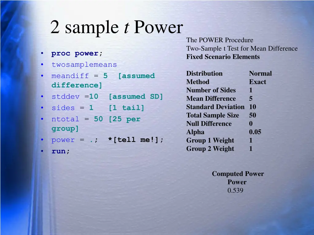 2 sample t power