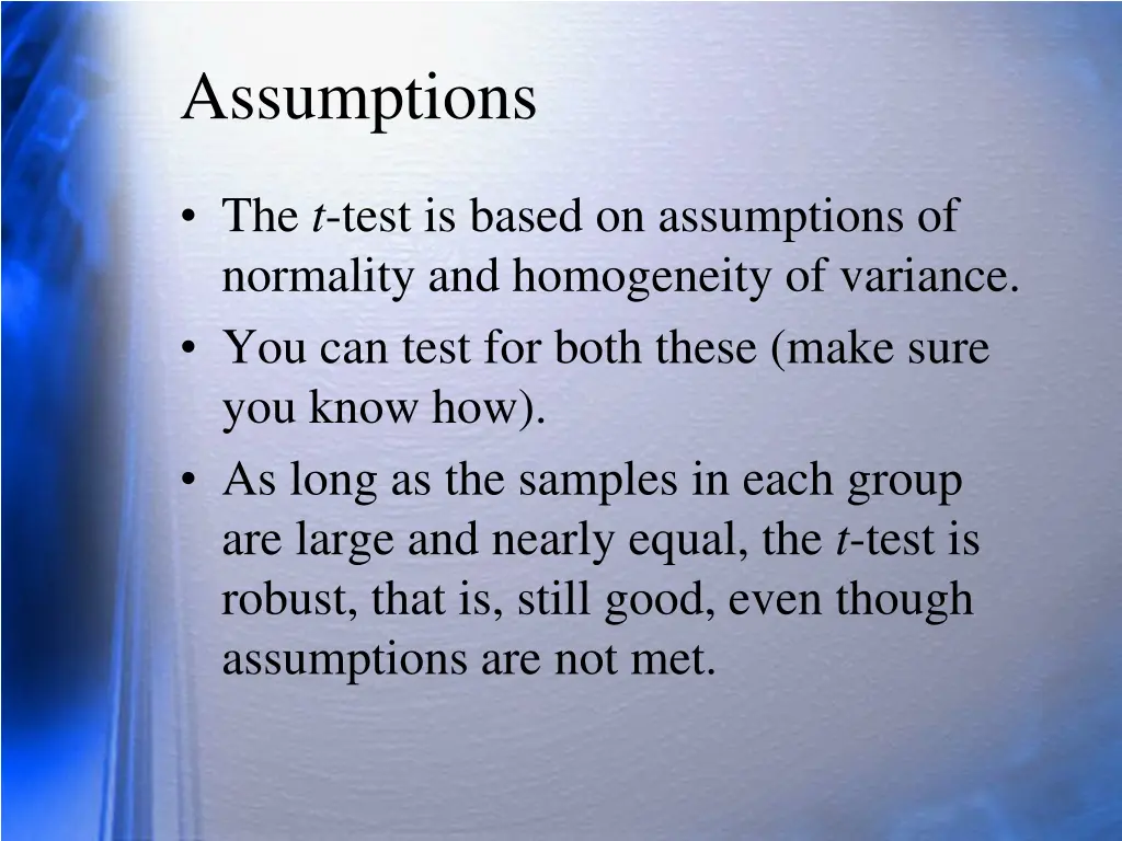 assumptions