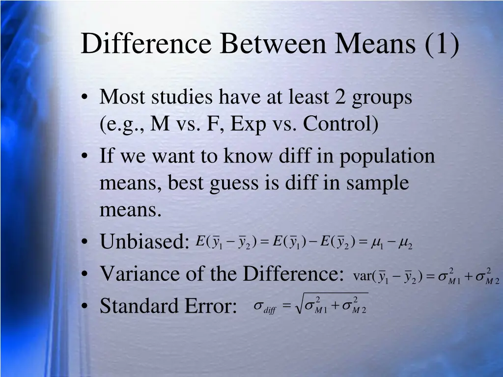 difference between means 1