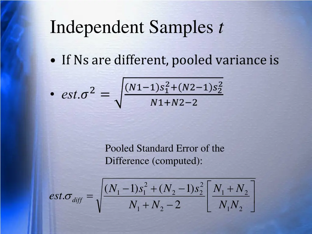 independent samples t