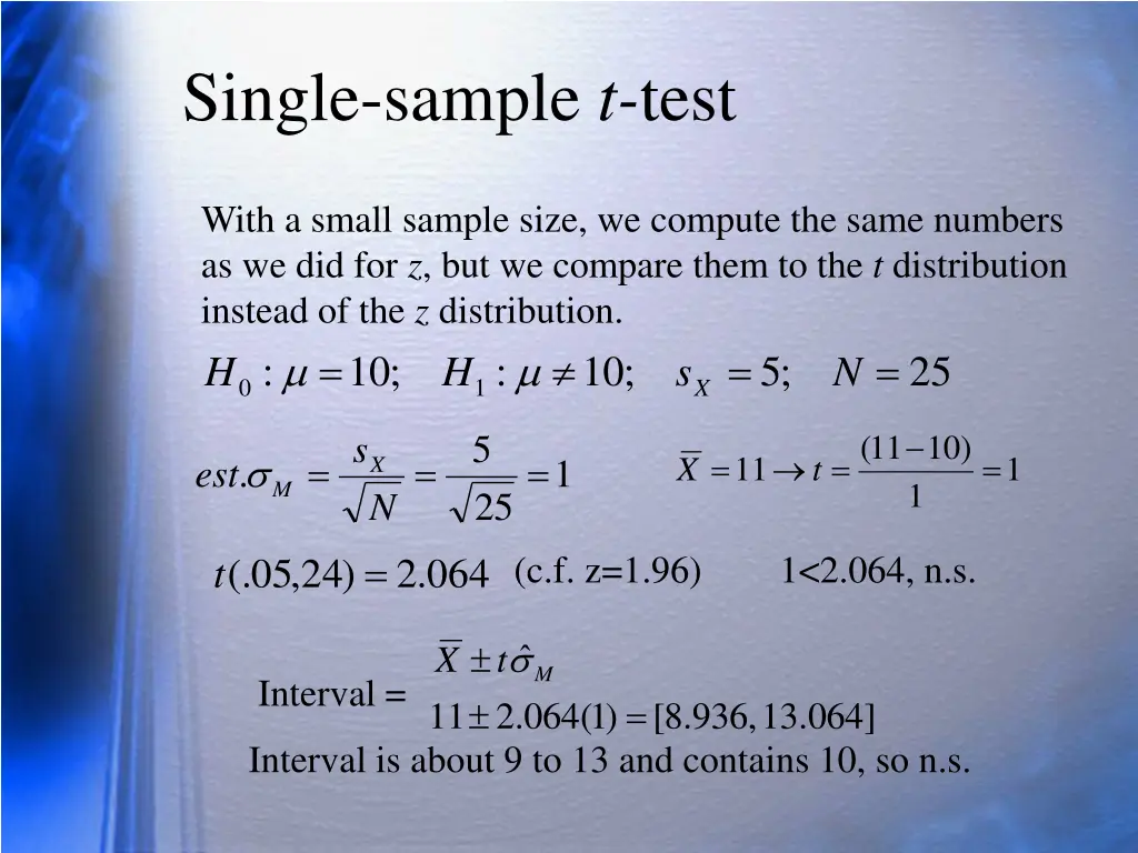 single sample t test