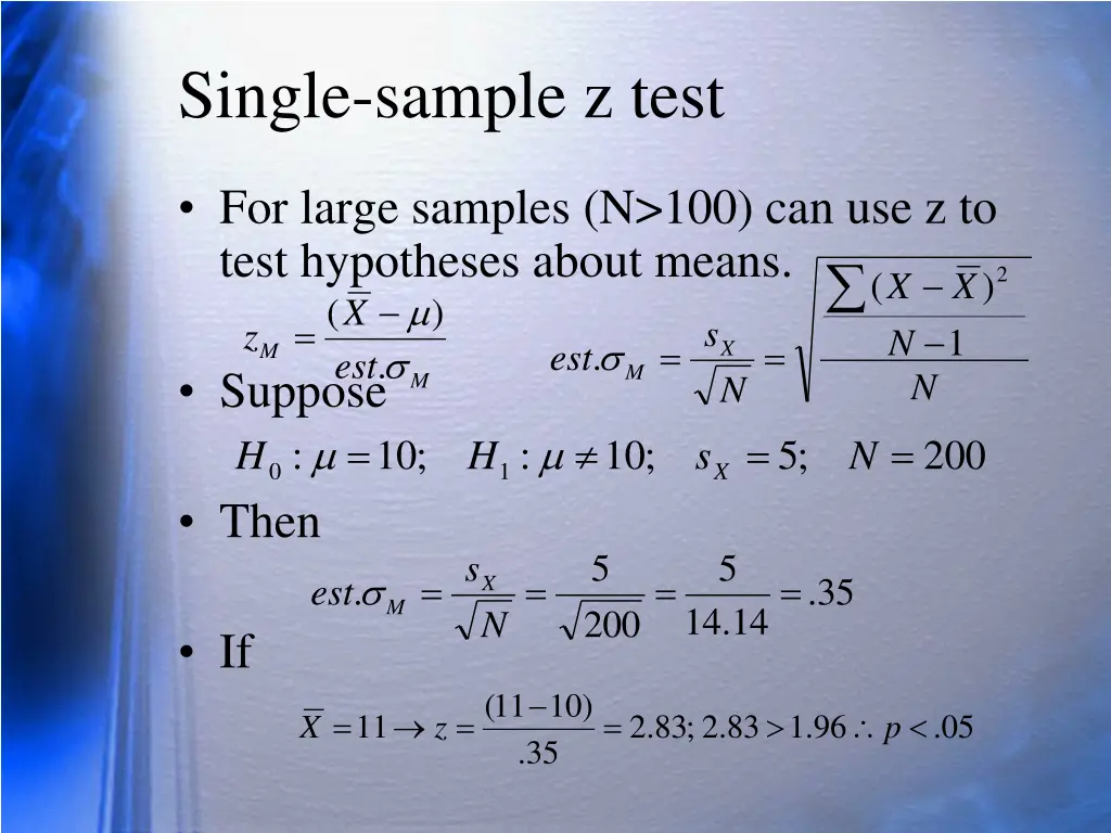 single sample z test