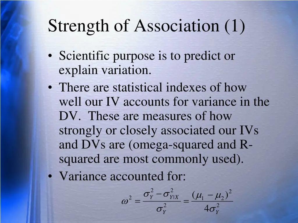 strength of association 1