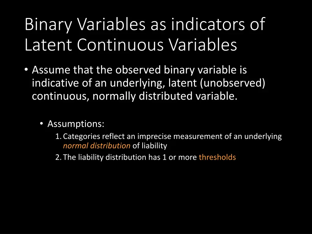 binary variables as indicators of latent
