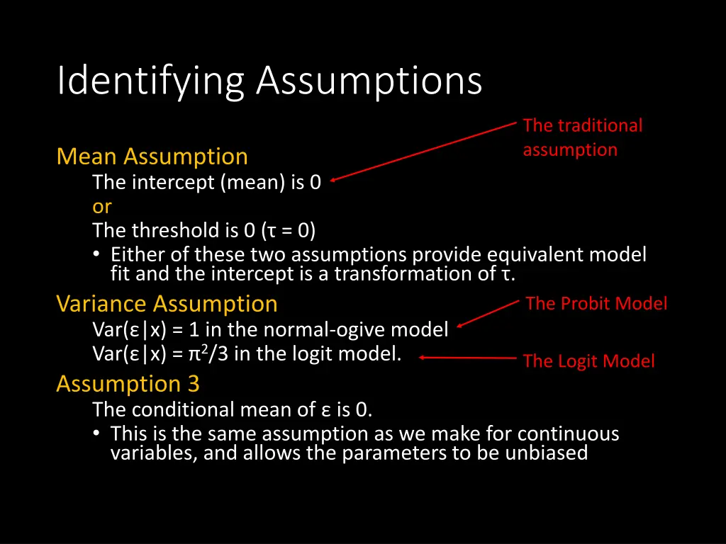 identifying assumptions