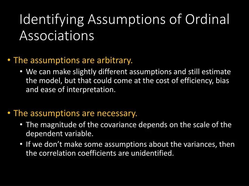 identifying assumptions of ordinal associations