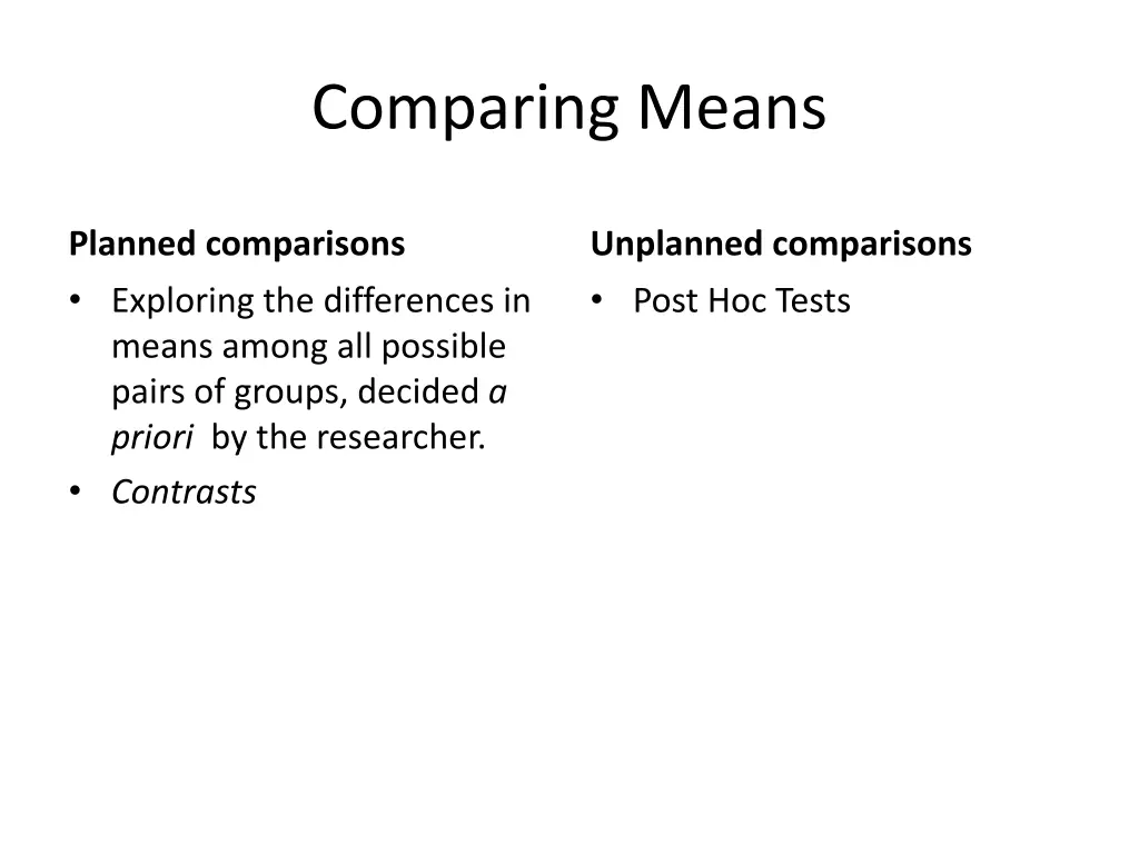 comparing means