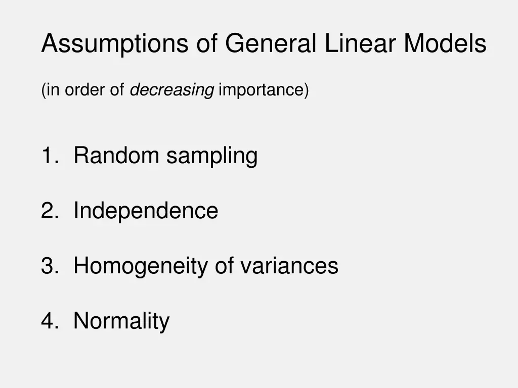 assumptions of general linear models