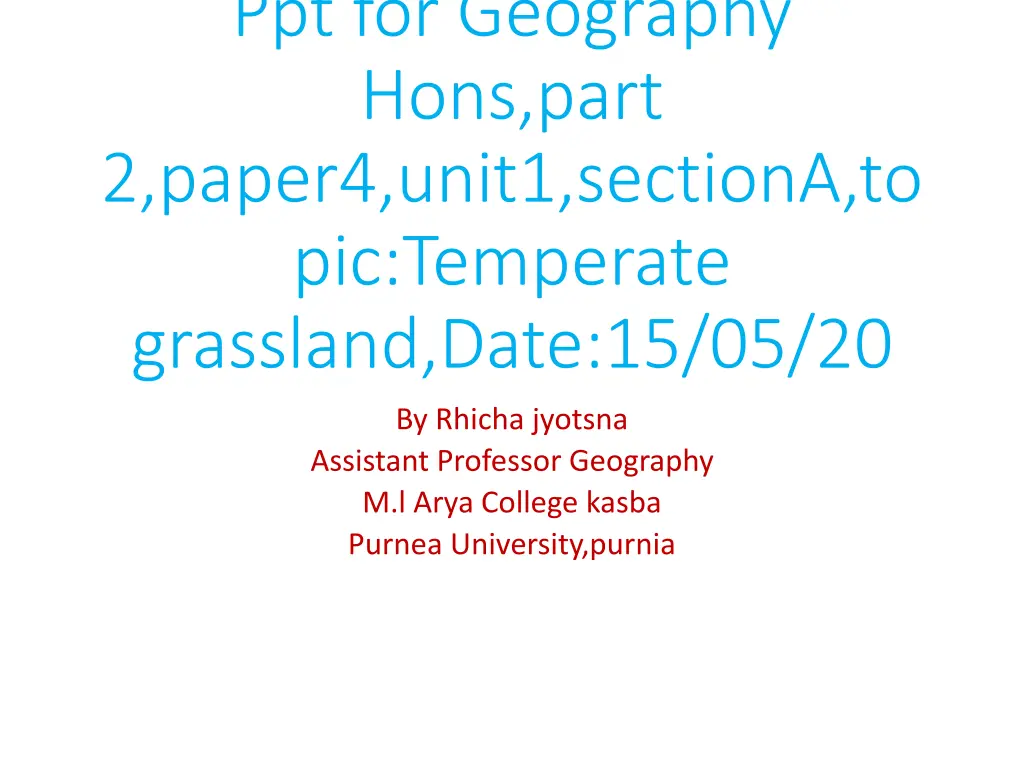 ppt for geography hons part 2 paper4 unit1