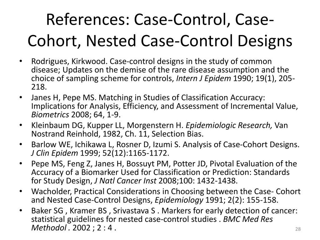 references case control case cohort nested case