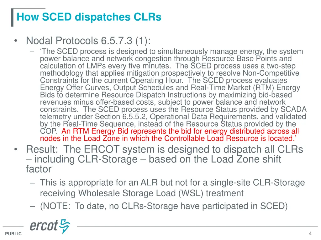 how sced dispatches clrs