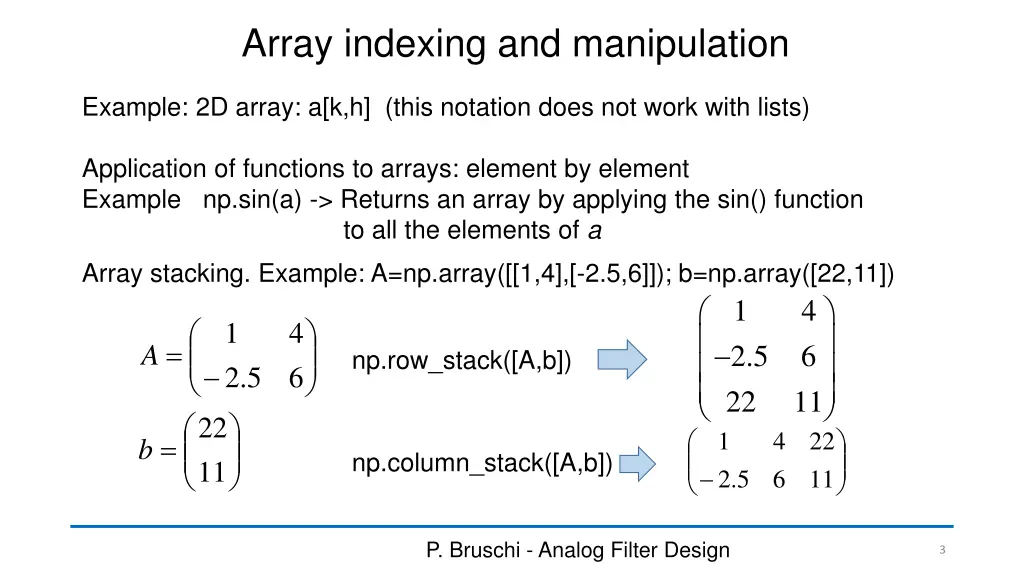 array indexing and manipulation