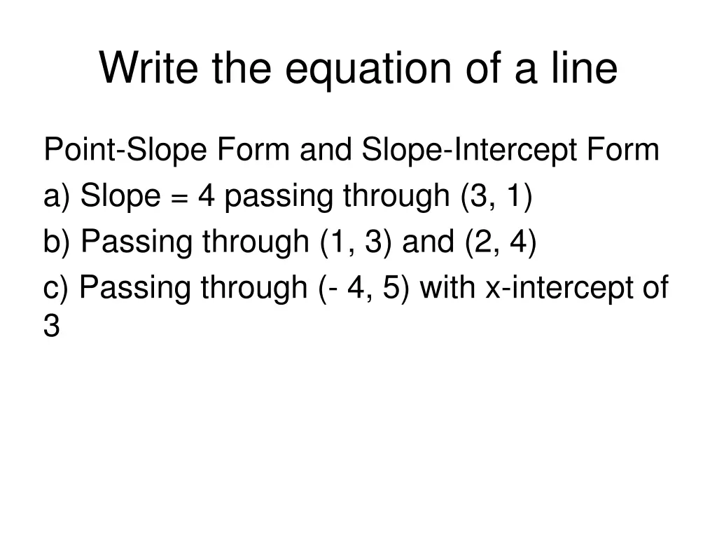 write the equation of a line