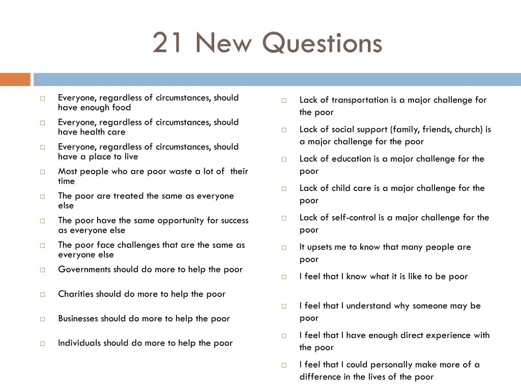 21 new questions