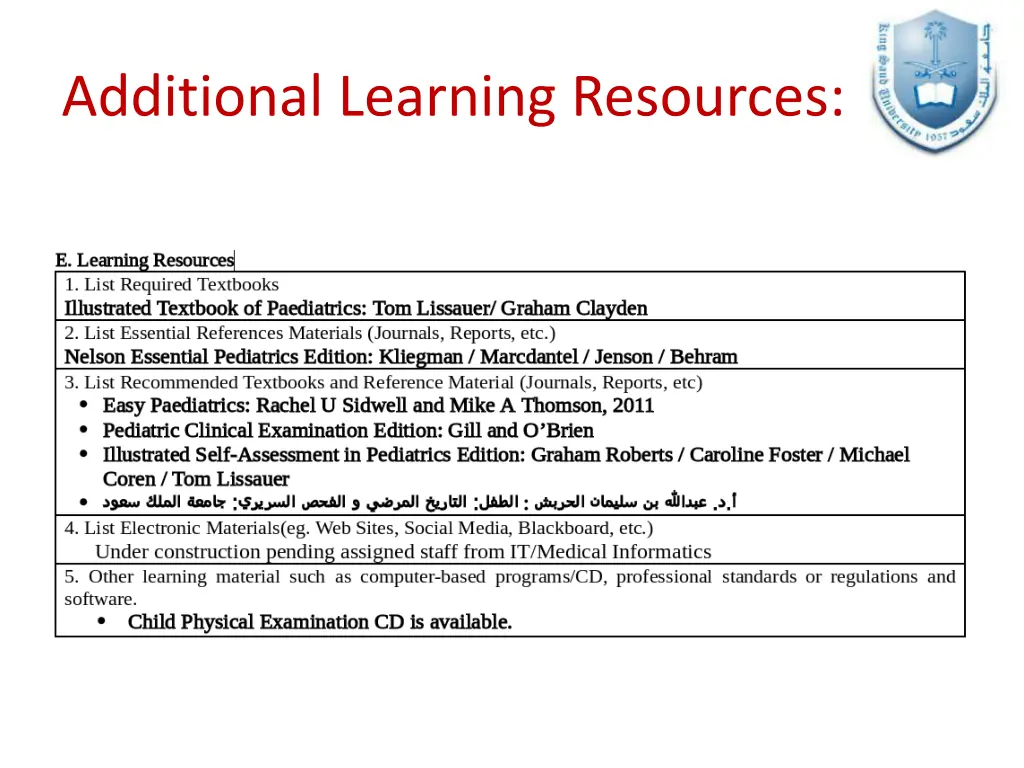 additional learning resources