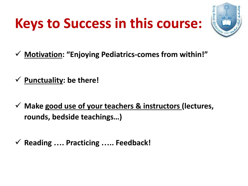 keys to success in this course