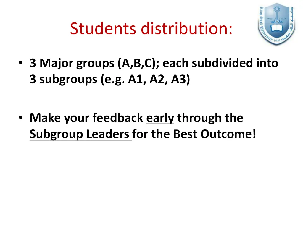 students distribution