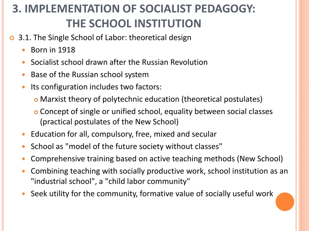 3 implementation of socialist pedagogy the school 1