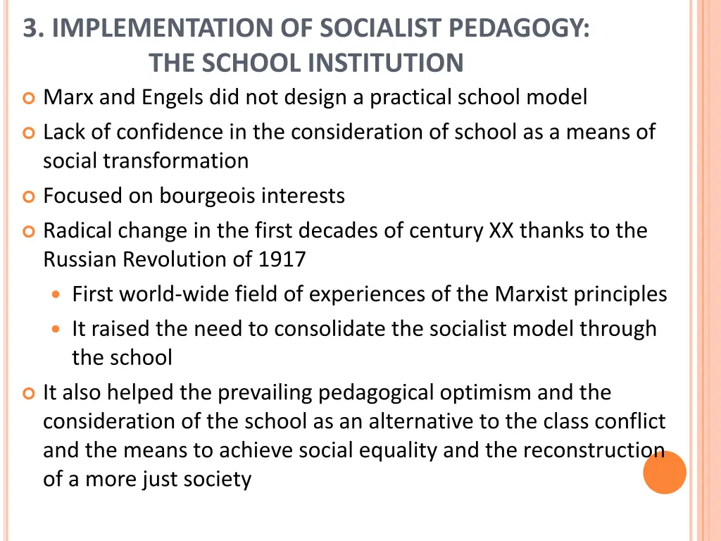 3 implementation of socialist pedagogy the school