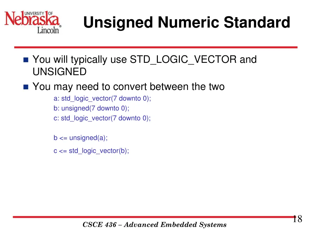 unsigned numeric standard 6