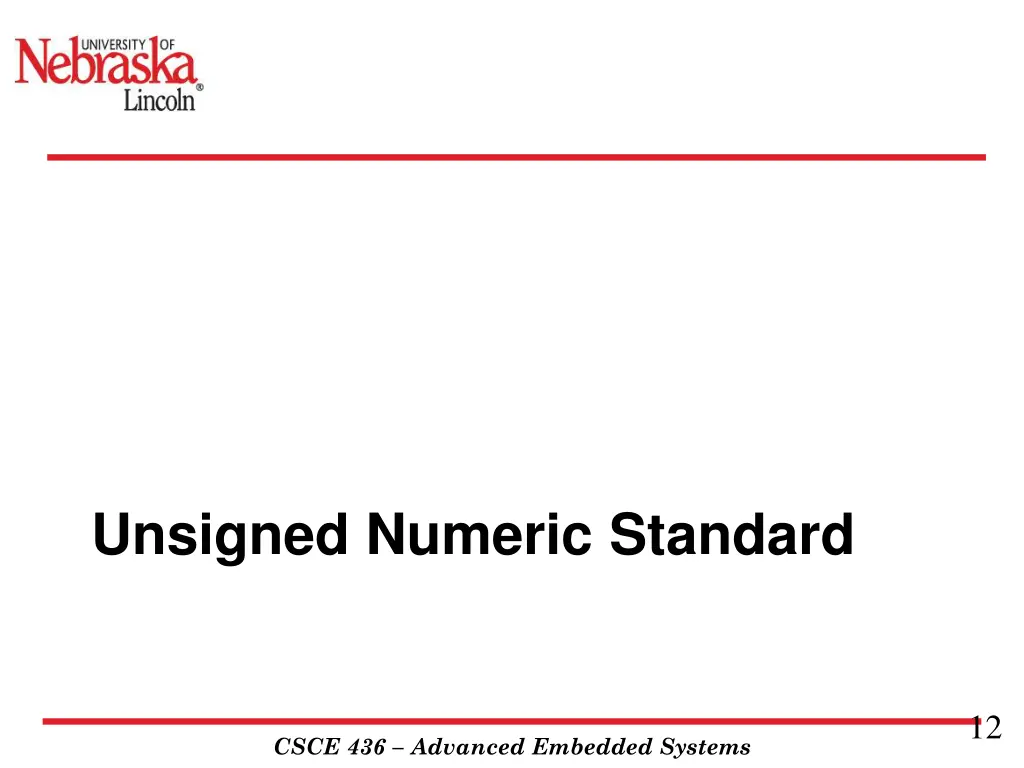 unsigned numeric standard