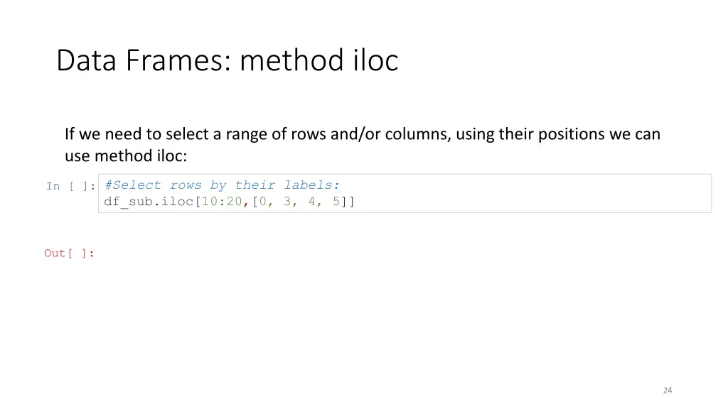 data frames method iloc