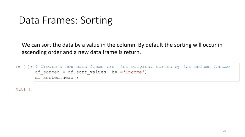 data frames sorting