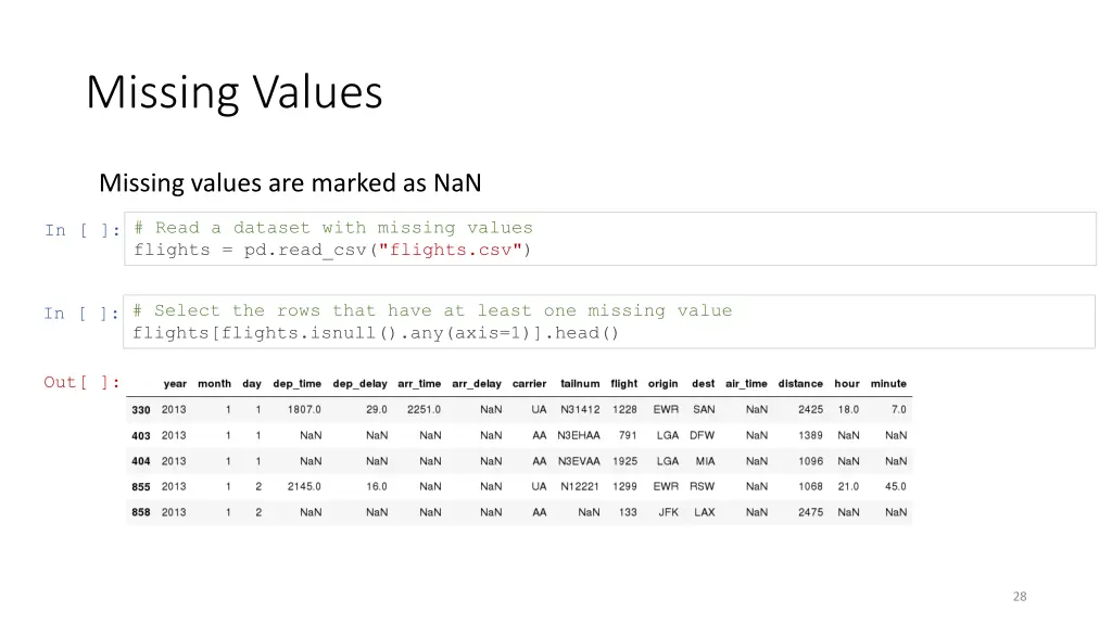missing values
