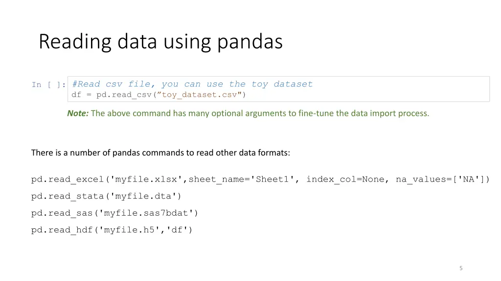 reading data using pandas