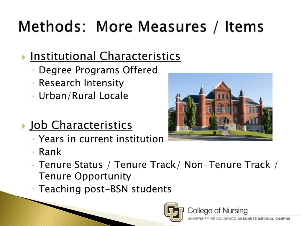 institutional characteristics degree programs