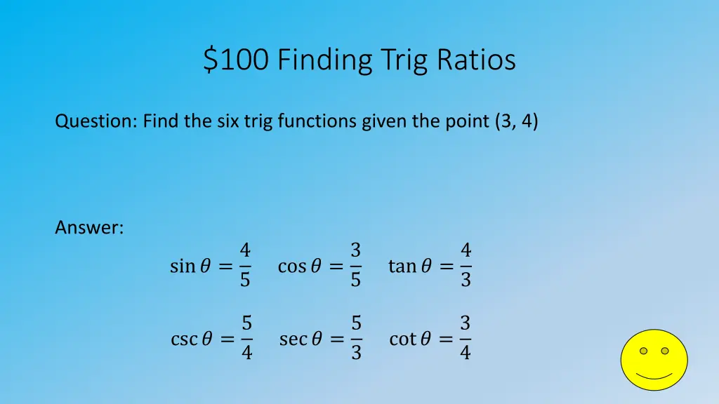 100 finding trig ratios