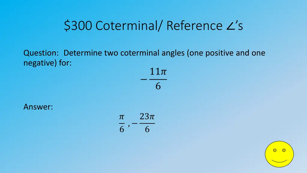 300 coterminal reference s