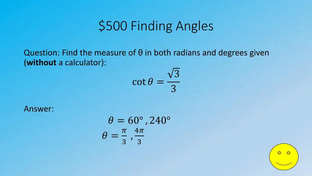 500 finding angles