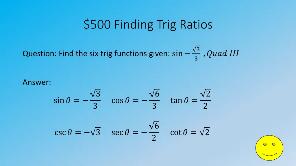 500 finding trig ratios