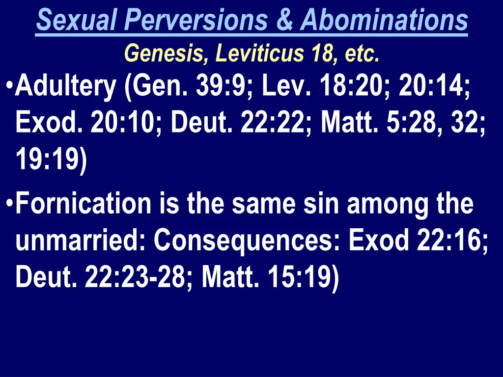 sexual perversions abominations genesis leviticus 2