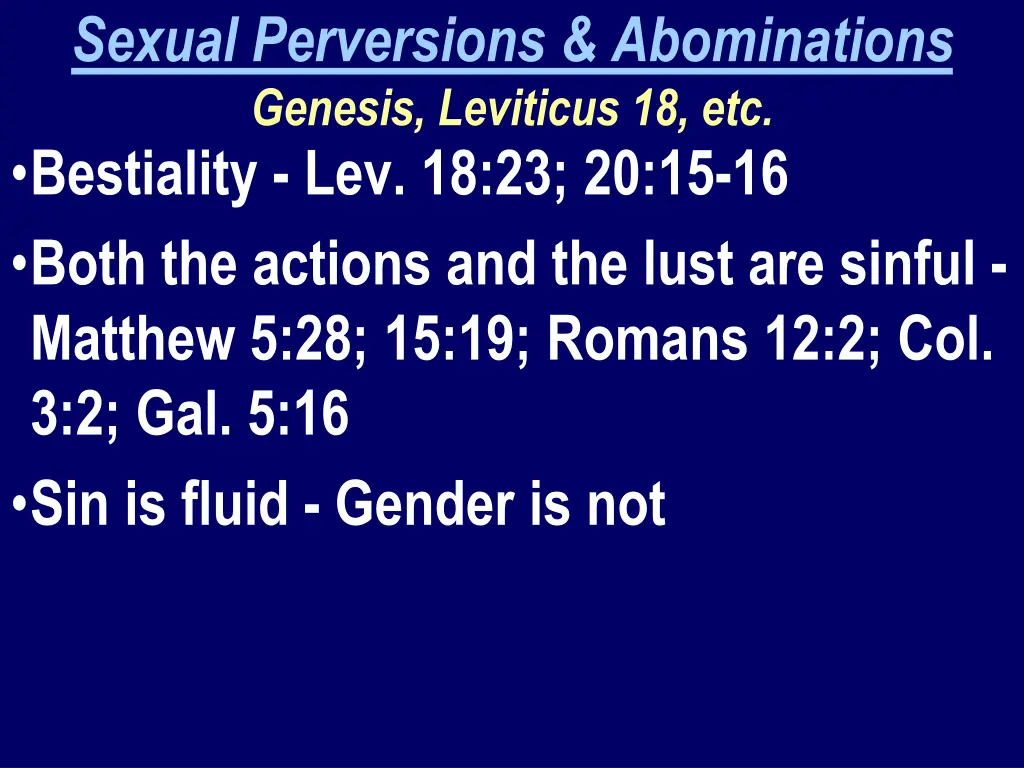 sexual perversions abominations genesis leviticus 5