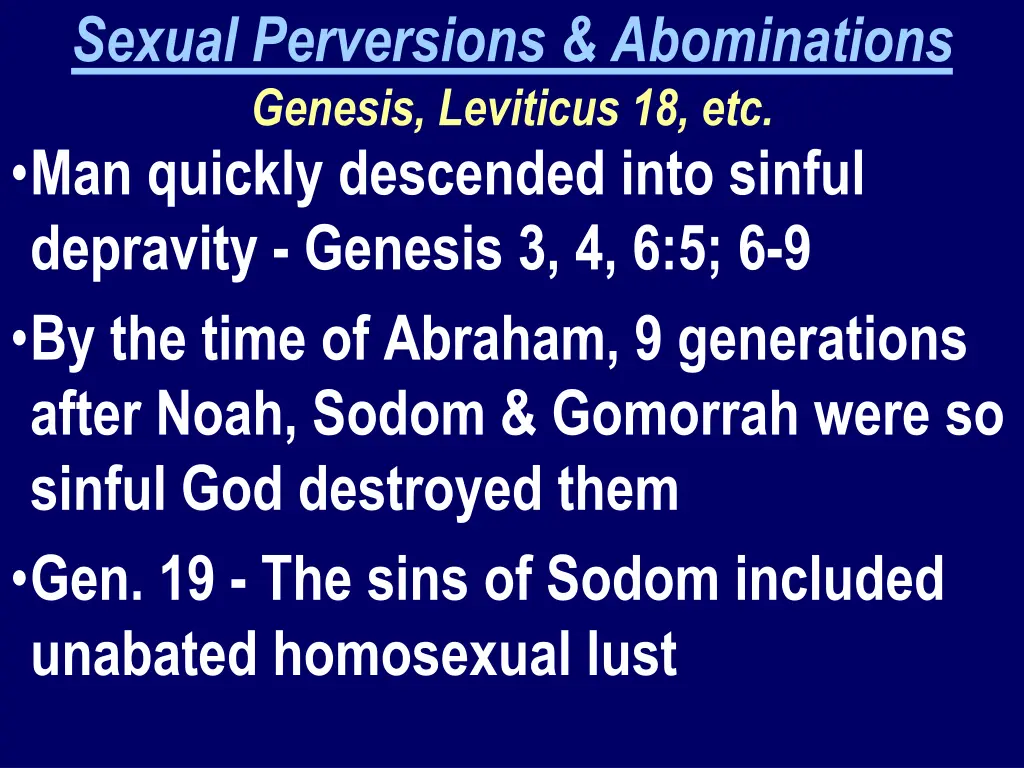 sexual perversions abominations genesis leviticus