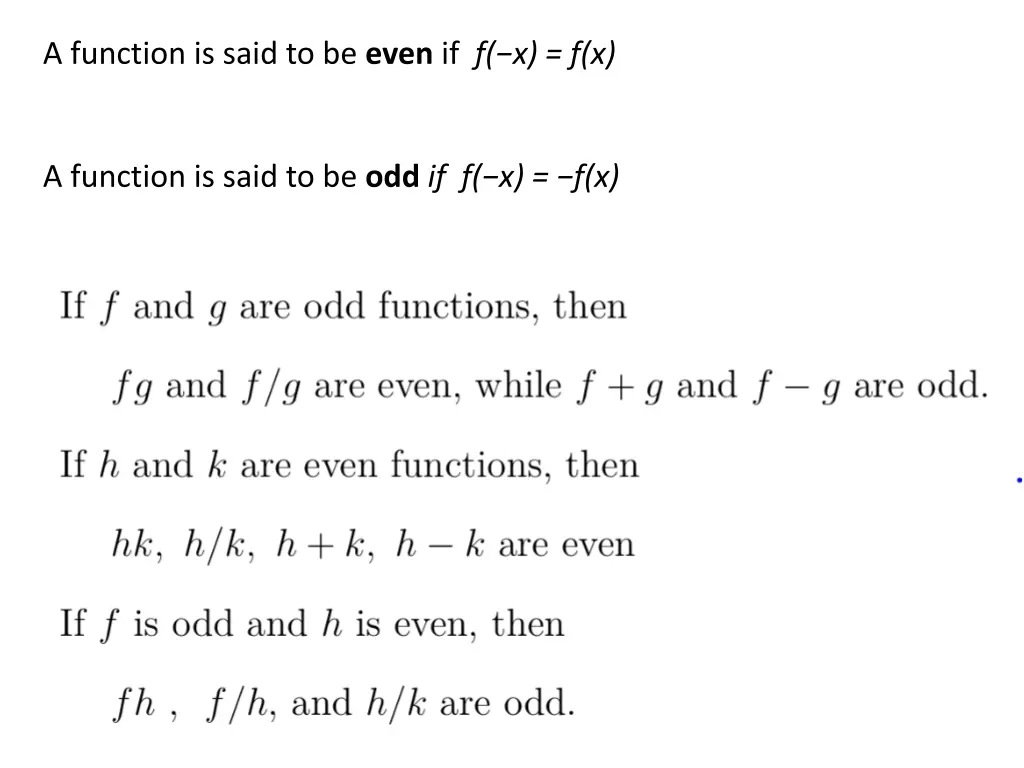 a function is said to be even if f x f x