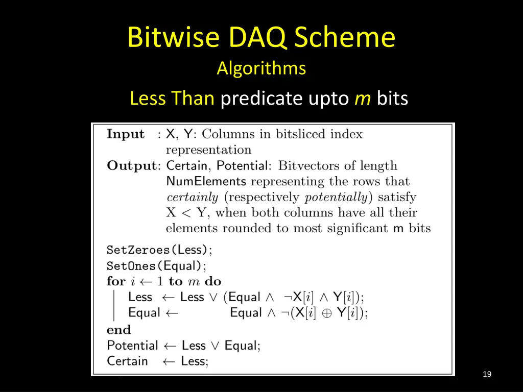 bitwise daq scheme algorithms less than predicate